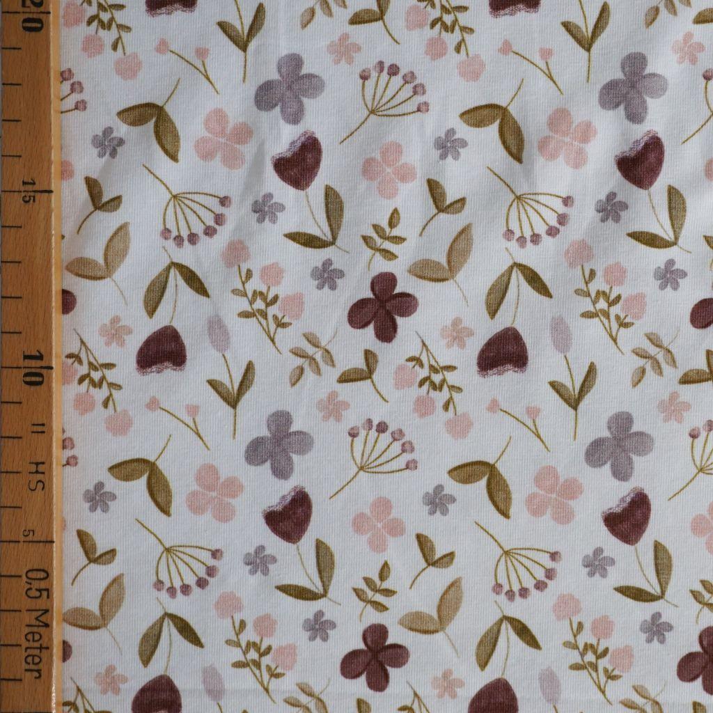 Baumwolljersey Blüten rosa, flieder, violett – FVJ